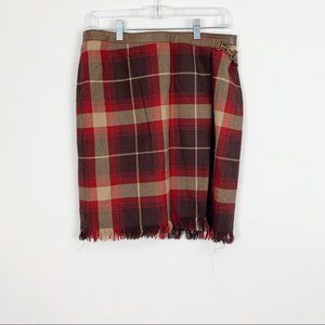 Jones New York Wool Plaid Fringe Skirt Size 8